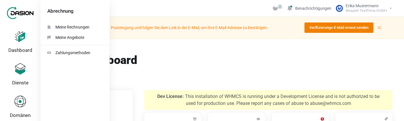 Menü Abrechnung